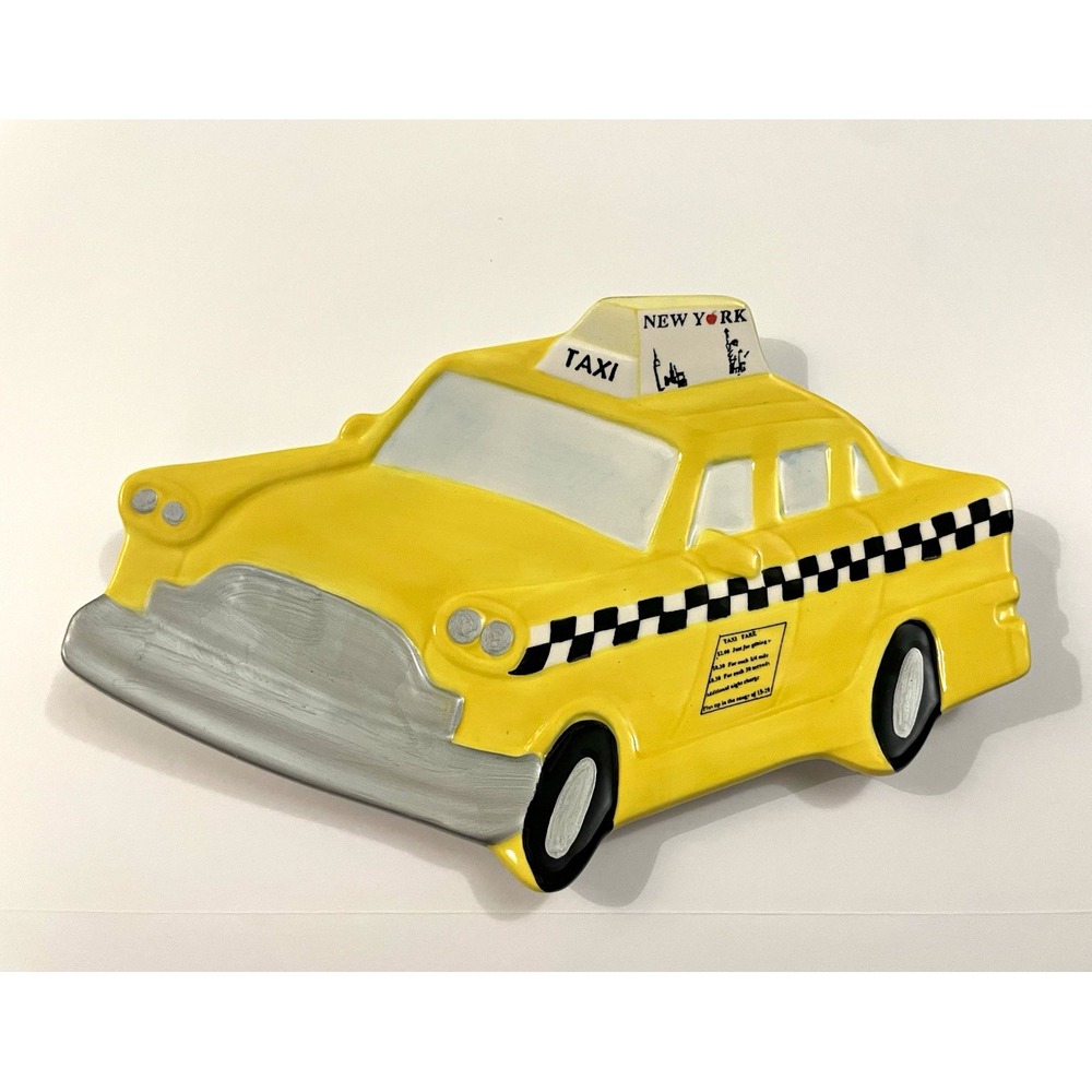 Studio Nova NY Taxi Shaped Ceramic Serving Platter Tray KT546 Yellow Checker